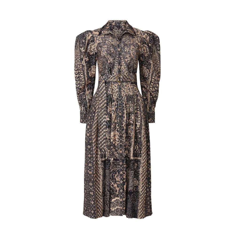 Ulla‎ Johnson Lucinda Sculptured-Sleeve Printed Midi Dress Size 8